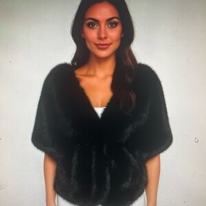 Black Faux Fur Shawl Wrap